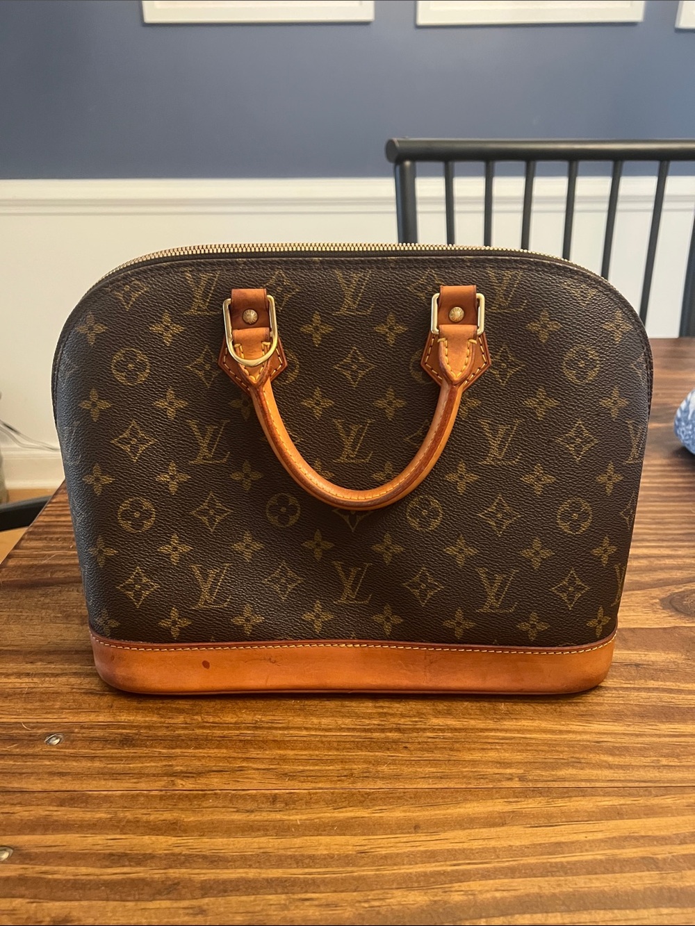 Louis Vuitton Monogram Alma Satchel - Brown/Gold Trim - Picture 7 of 14